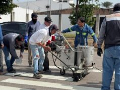 Pintan señaléticas de vialidad en cruceros de Los Mochis