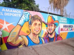 Inauguran mural de Marco Verde y Edén Muñoz en Mazatlán La alcaldesa Estrella Palacios Domínguez encabezó el estreno de la obra pictórica en la Escuela Secundaria Miguel Hidalgo de la colonia Montuosa, como parte de la estrategia federal "Mosaicos y Murales por el Amor y la Libertad".